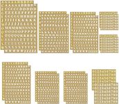 18 Sheets Small Letter Stickers Mini Numbers Stickers Letter Stickers Alphabet Number Stickers Self Adhesive Monogram Letters Scrapbook Lettering Stickers for Arts Craft Decors (Gold, Silver)