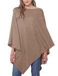 MissShorthair Women's Lightweight Knitted Scarf Poncho Sweater Cape Shawl Versatile Fall Winter Ponchos Wraps Cardigan Khaki