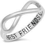 Infinity Best Friends Heart Ring .925 Sterling Silver Friendship Band Size 6