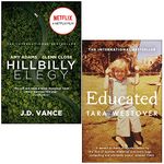 Hillbilly Elegy By J. D. Vance & Educated By Tara Westover 2 Books Collection Set