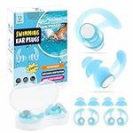 Softvox Swimming Ear Plugs 2 Pairs, Upgraded Custom-fit Waterproof Reusable Water Earplugs for Adult Men Women Juniors Kids Swimmers Pool Shower Bathing Surfing Snorkeling and Other Water Sports