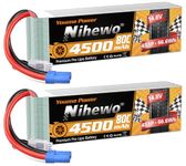 2 Packs 4S Lipo Battery 4500mAh, 14.8V RC Lipo Battery 80C with EC5 Connector Compatible with Arrma RC Car Truck Vehicle Tank Helicopter Airplane Racing Models