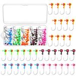 Skylety 60 Pcs Jig Heads for Fishing Crappie Jig Heads Lures Double Eye Ball Heads Fishing Hooks for Bass Trout for Freshwater and Saltwater (Classic Colors,1/16oz)