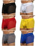 Arjen Kroos Men's Underwear Sexy Mesh Trunks Boxer Briefs with 3D Pouch Breathable Thong 6-Pack