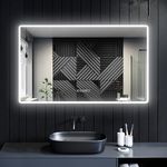 ELEGANT 1000 x 600mm LED Illuminated Bathroom Mirror with Shaver Socket Heated Demister Pad and Adjustable Brightness Wall Mounted Dual Touch Sensor Smart 3 Lighting Modes Bathroom Vanity Mirror