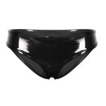 CHICTRY Women's Shiny Metallic Low Rise G-String Thong Briefs Micro Mini Panties Lingerie Underwear Black A M