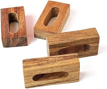 Joyfulmuze 4PCS Wooden Rectangular Napkin Rings, Home and Kitchen Décor, Napkin Ring Holder Set for Weddings and Christmas, Handmade by Acacia Wood