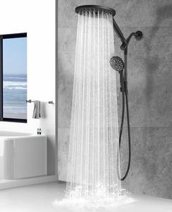 MakeFit Dual Handheld Shower Head Combo, 2-in-1 Rain Shower Heads System 8 Inch Rainfall Shower Head and 10 Modes High Pressure Hand Held Showerhead with Built-in Power Wash