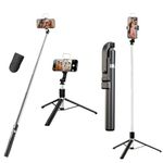 Kratos K9 Selfie Stick Tripod With Light, 67 inch /170CM Reinforced Tripod for Mobile Phone, Multi-Functional Bluetooth Long Selfie Stick for Travel,Vlogging,Compatible with iPhone and All Smartphones