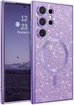 GaoBao for Samsung Galaxy S23 Ultra Case, Slim Fit S23 Ultra Magnetic Case [Compatible with MagSafe] Luxury Sparkle Full Body Protective Phone Cases Covers for Samsung S23 Ultra 6.8", Purple Glitter