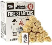 Grill Trade Fire Starters - 50pcs Grill Starter Made of Pine Wood Shavings & Food-Grade Wax - Lighter Log with 8-10 Minutes Burning Time - Weatherproof & Odorless - Ideal for Indoor & Outdoor Use