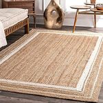 imsid Handwoven 3x5 feet Jute Rectangular Rug, Natural Fibers, Braided Reversible Carpet for Stylish Bedroom Living Room Dining Room Kids Room (3x5 feet, White & Beige)