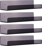 4 Pack Black Acrylic Floating Wall Ledge Shelf,15" Black Wall Mounted Nursery Kids Floating Bookshelf for Kids Room,U Modern Picture Ledge Display Toy Storage Wall Shelf,Black by Cq acrylic