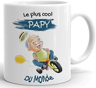 Tasse-Mug Cadeau Papy Le Plus Cool Du Monde Idée Originale Humour Personnalisé Anniversaire Fête des Grands Pères Noël