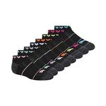 PUMA girls 8 Pack Low Cut Socks + Hair Ties, Black/Multi, 7-8.5