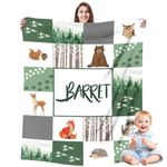 Personalized Baby Blankets for Boys Girls, Customized Woodland Baby Blanket with Name, Customized Flannel Bed Throw Blanket, Personalized Birthday Gifts for Toddlers, Baby Shower, Newborn, New Mom