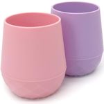 teensy peepsy Tiny Baby Cups for 4 Months+ | Silicone Baby Cup for 6-12 Months Baby Girl | Training Cups for Baby Led Weaning Supplies, Set of 2 Drinking Cups 2oz (Lilac Blush)