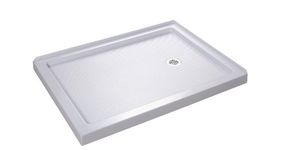 DreamLine SlimLine 36 in. D x 48 in. W x 2 3/4 in. H Right Drain Double Threshold Shower Base in White, DLT-1036482