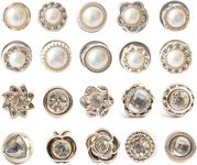 ARLICORPING 20Pcs Women Shirt Brooch Buttons Pearl No Sew Button Pins Instant Button Jeans Button Pins Women Shirt Safety Brooch (BROOCH BUTTON_PK_C)