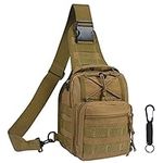 flintronic Tactical Shoulder Bag, Tactical Molle Sling Chest Pack, Laptop Daypack Daysack Military Mini Backpack for Hiking,Cycling, Traveling (Include 1*Keychain)