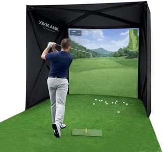 XIXIKANK Golf Simulator Enclosure for Home Instant Quick and Easy Tool-Free Setup in 5 Mins Golf Hittig Cage - Complete Set with Heavy Duty Frame,HD Impact Screen and Putting Green Turf (8x8 ft)