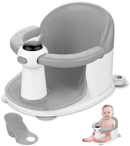 TOSGN Baby Bath Seat for Babies 6 Months & up, Water Temperature Display+Soft Cushion, Non-Slip Toddler Bath Seat for Baby, Sit Up Bath Seat for Baby, Grey