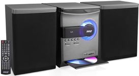Pyle Home Stereo Shelf System - 30W Wireless BT Streaming with CD Player, FM Radio, USB & SD Card Playback, 2-Way Music Crisp-Sound, Remote Control, Dual Stereo Speakers (Black), PHSKR24