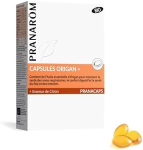 Pranarôm |Pranacaps Origan|Confort Digestif|Santé du Foie et des Intestins|Huile Essentielle Bio|30 Capsules