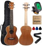 Kulana Deluxe Concert Ukulele, Mahogany Wood with Binding and Aquila Strings + Gig Bag