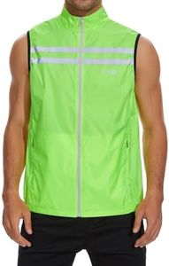 bpbtti Mens Womens Lightweight Cycling Vest with Pockets, Windproof Sleeveless Jacket for Running/Hiking/Golf (Yellow, Medium)