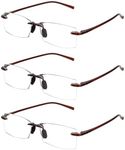 TERAISE Rimless Reading Glasses Comfortable Lightweight Frameless Reader 3 Pack Men and Women Blue Light Blocking Computer Eyeglasses(3.0X)