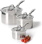 ProCook Professional Stainless Steel Saucepan Set (3 Piece) Uncoated Induction Pans, Dishwasher Safe, 25 Year Guarantee