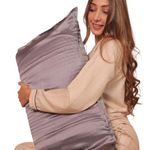 Furbo Mulberry Silk Pillowcase- Pure Mulberry Silk Pillow Cover for Hair and Skin, Anti Acne, Luxury, Charcoal Grey (Pack of 2)