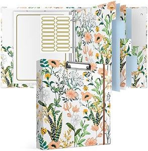 Rouidr 3 Ring Binder with clipboard, 1 inch Binder Organizer, 8.5" x 11" Letter Size View Binders with Dividers Tabs & Clear Sleeves, School Supplies, Office Supplies, Portfolio Binder, Cute Flower