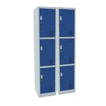 Racking Solutions 2 x 3 Door Metal Storage Lockers, Blue & Grey Steel Lockable Unit, Staff Gym School Changing 1850mm H x 380mm W x 450mm D