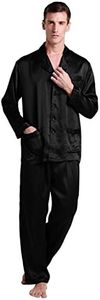LilySilk Silk Pajama Set for Men Full Length 2 Piece Set Long Sleeves 100% Mulberry Silk XL, Black