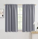 PANELSBURG Light Grey Curtains 48 Inch Length for Kitchen/Bathroom Window 2 Panels Set Rod Pocket Room Darkening Blackout Curtains for Bedroom 34x48 Inches Long