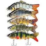 5Pcs Fishing Lures for Bass Trout 1.4~3.9" Multi Jointed Swimbaits Slow Sinking Bionic Lifelike Swimming Bass Lures Freshwater Saltwater Bass Fishing baits Kit (Color-A)