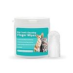 Pet Teeth Cleaning Finger Wipes, Remove Bad Breath by Removing Plaque and Tartar Buildup No-Rinse Dog Finger Toothbrush, Disposable Gentle Cleaning & Gum Care Pet Wipes, 50 Counts