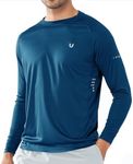 NORTHYARD Men's Sun Protection UPF 50+ Shirts Long Sleeve Running Workout Athletic Gym Shirt UV Swim Fish Rash Guard Hiking DARKBLUE L