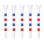 Zivisk Bamboo Golf Tees 70mm 100 Count, 2-3/4 inch Long Wooden Golf Tees - White & Red & Blue