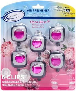 Air Jungles Flora Bliss Scent Car Air Freshener Clip, 6 Car Freshener Vent Clips, 4ml Each, Long Lasting, Up to 180 Days Car Refresher Odor Eliminator