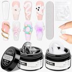 SUPWEE 3D Nail Art Gel Clear and White Solid Builder Gel Sculpting Gel for Nails Non-Stick Hand Sculpture Hard Gel with Dual Form for Carving Patterns Decoration Nail Art for Nail Extension