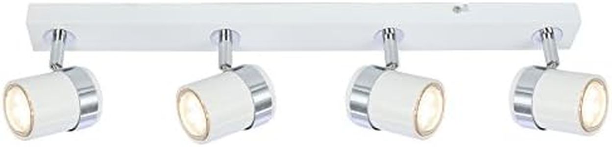 UKEW Ceiling Light 4 Way Rotatable - Light Fittings Ceilings White with GU10 Spotlight - Modern Spotlights Ceiling Straight Bar - Wall Spotlight for Kitchen Hallway Living Room Bedroom