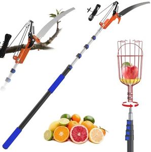 SKGPOLE 26FT Reach Pole Saw, Telescoping Tree Trimmer with 5-20FT Extension Pole, Sharp Steel Blade and Scissors, Fruit Picker, Extendable Long Handle Tree Pruner for Yard Garden Trees Palms Shrubs