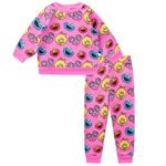 sesame street Long Sleeve Shirt and Jogger Pant Set for Girls, Comfy Active Wear for Kids, Size 24M Pink