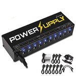 Donner Power Supply, Guitar Pedal Power Supply 10 Isolated DC Output for 9V/12V/18V Effect Pedals (DP-1)