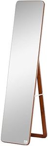 HOMCOM Miroir rectangulaire sur Pied et Mural dim. 37L x 43l x 156H cm MDF Aspect Noyer Clair