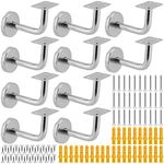 MUKLEI 10 PCS Stair Handrail Brackets, Stair Rail Brackets Stainless Steel, Heavy Duty Handrail Brackets for Stairs Wall Mounted Bannister Brackets, Silver