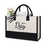 TOPDesign Canvas Tote bag, Gifts for Bride, Bride to Be on Bridal Shower Bachelorette Party Engagement, Presents for Birthday, Anniversary, Graduation, Retirement- Best Day Ever